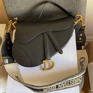 Dior Saddle bag Black with Strap